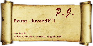 Prusz Juvenál névjegykártya